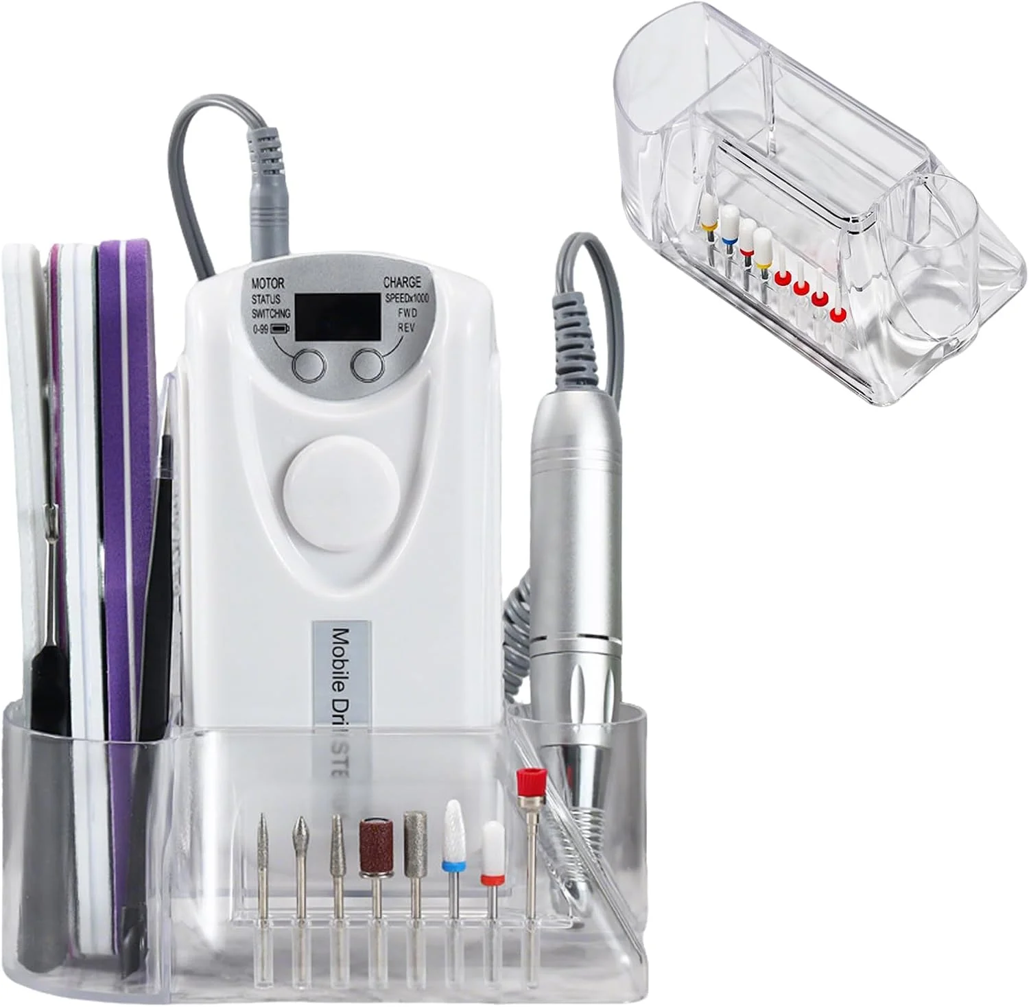 استند نگهدارنده اکرلیک دریل ناخن با 8 سوراخ سری، جعبه نگهداری همه کاره برای دستگاه دریل ناخن، هندپیس، سوهان ناخن و براش های آرایشی، نظم دهنده رومیزی برای تکنسین های ناخن و علاقه مندان به DIY