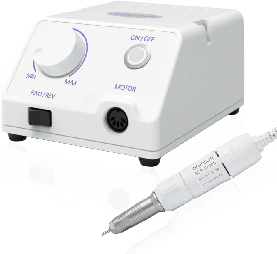 دستگاه سوهان برقی ناخن حرفه ای Brunson Sterling Pro Master با سرعت 30000 دور در دقیقه و هندپیس سفید