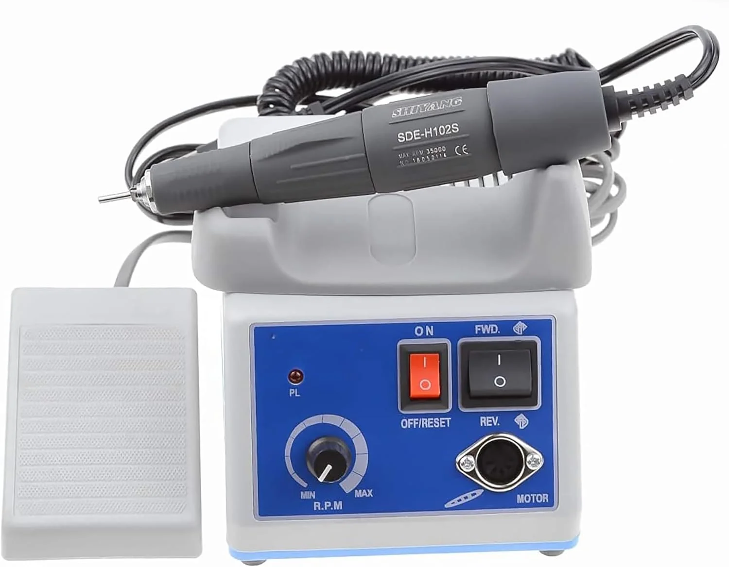 میکروموتور پولیشر 35000 دور در دقیقه، هندپیس موتور میکرو، دستگاه پولیش برقی میکروموتور (A-90) برای آزمایشگاه، جواهرات، سرامیک، سیلیکون، شیشه کاری، کنده کاری چوب، آثار هنری