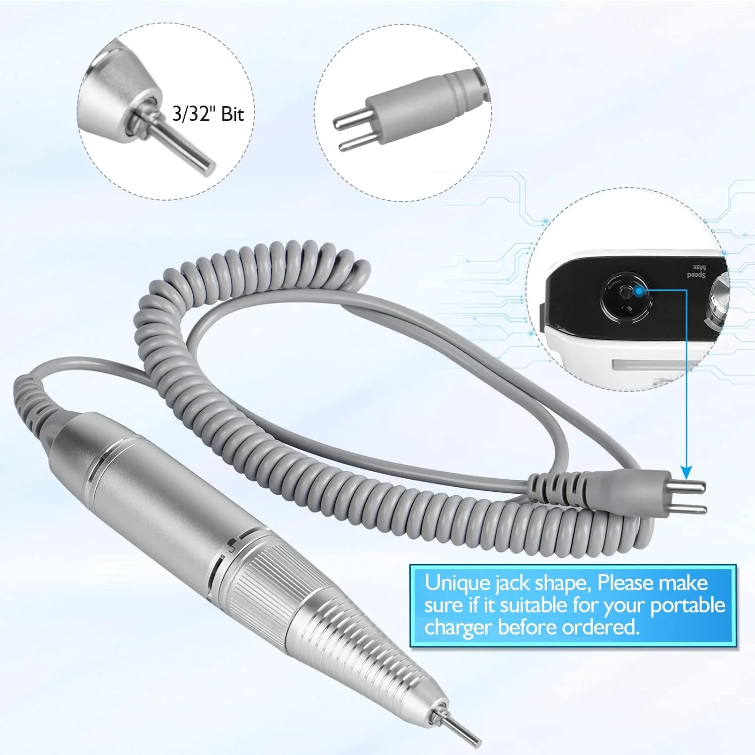 قلم دستگاه مانیکور AZ GOGO (نیاز به میزبان قابل حمل) مدل DR-2036، ۳۰۰۰۰ دور در دقیقه - مناسب برای میزبان ۳ جک