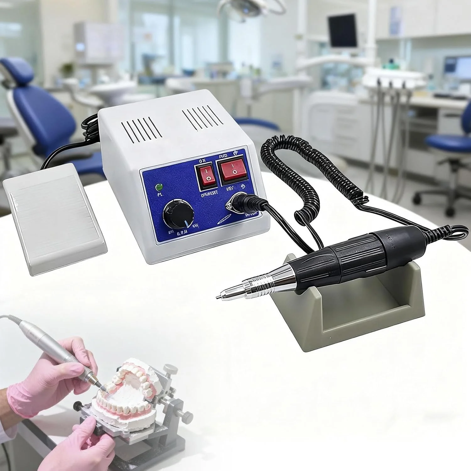 میکروموتور پولیشر 35000 دور در دقیقه، هندپیس پولیش، دستگاه پولیش میکروموتور برقی برای آزمایشگاه، جواهرات، سرامیک، سیلیکون، شیشه کاری، کنده کاری چوب، آثار هنری