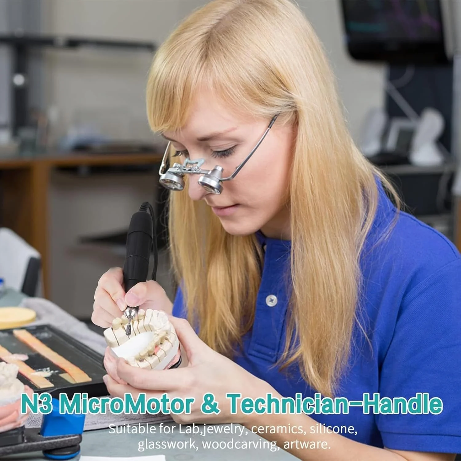 میکروموتور پولیشر 35000 دور در دقیقه، هندپیس پولیش، دستگاه پولیش میکروموتور برقی برای آزمایشگاه، جواهرات، سرامیک، سیلیکون، شیشه کاری، کنده کاری چوب، آثار هنری