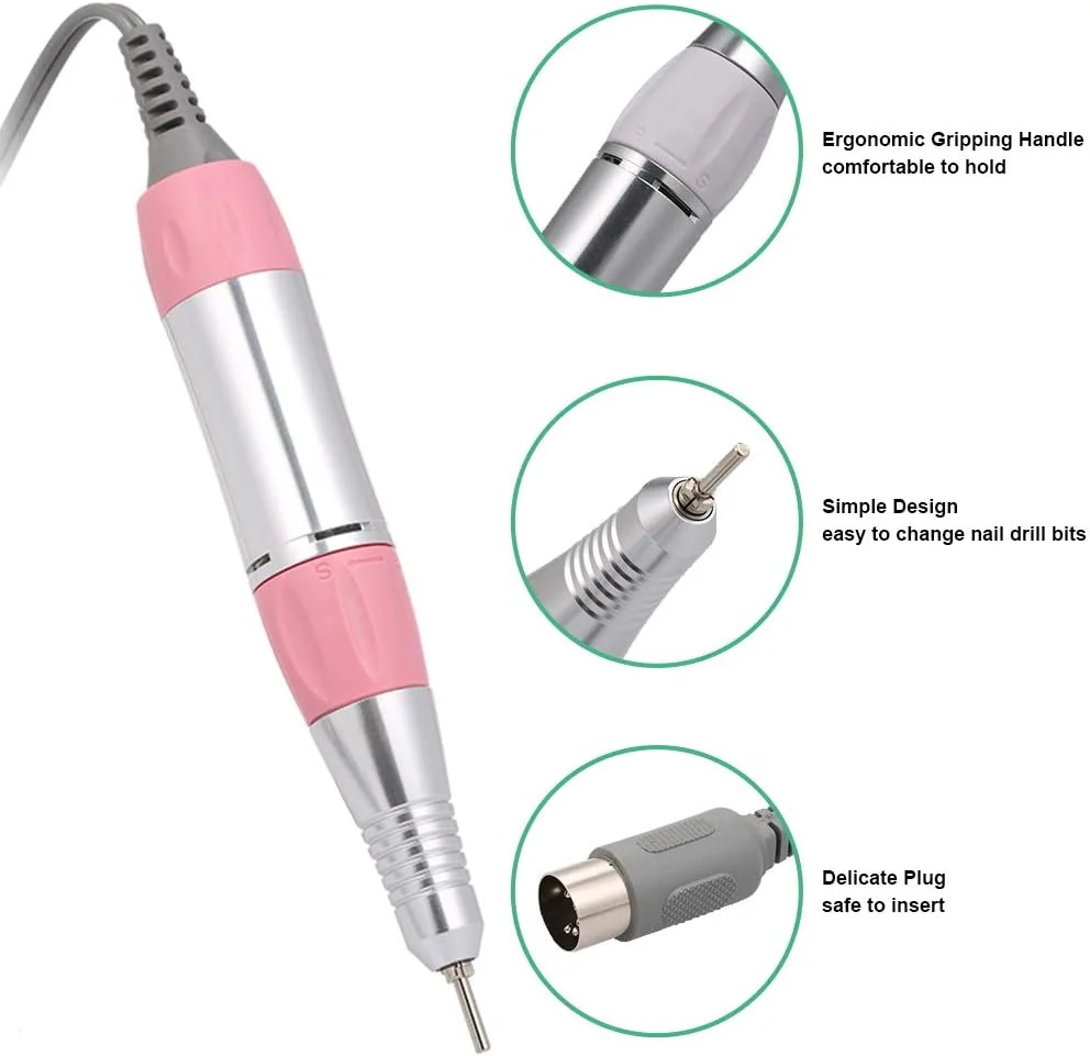 قلم دریل ناخن برقی Irovami، دستگاه قابل حمل پولیش ناخن، هندپیس برای مانیکور پدیکور، آسیاب هندپیس برای ناخن های ژلی آکریلیک