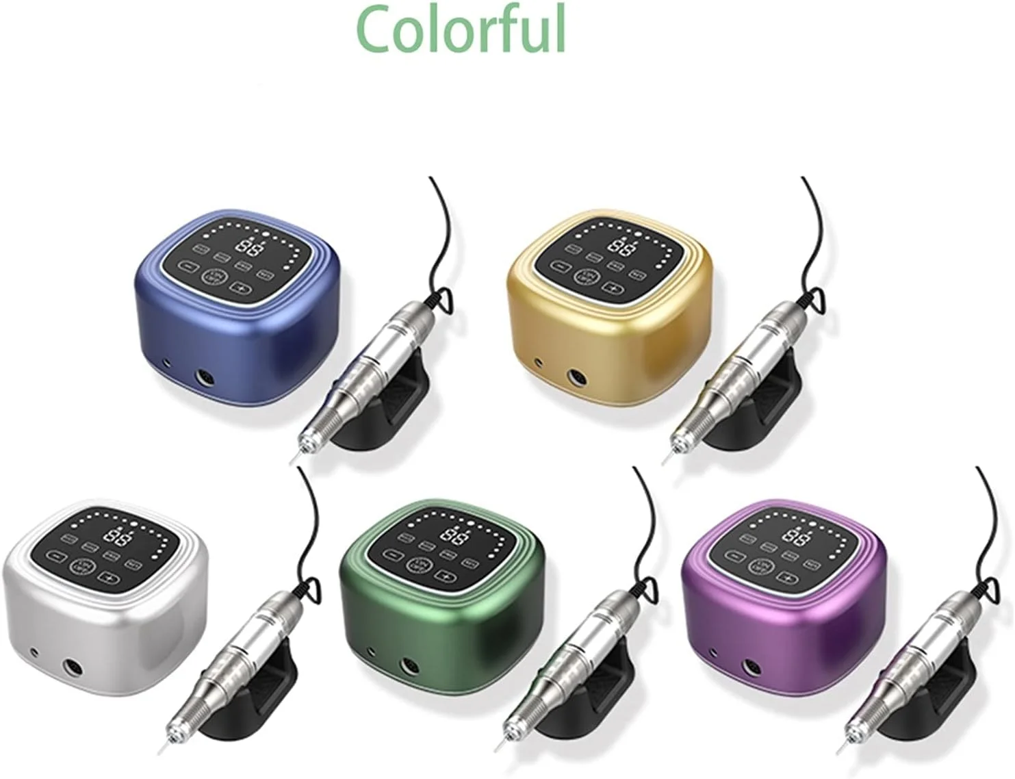 دستگاه سوهان برقی ناخن 75 وات 35000 دور در دقیقه، دستگاه مانیکور، فرز، پدیکور، ابزار حرفه ای طراحی ناخن برای ناخن های اکریلیک و ژل (طلایی)