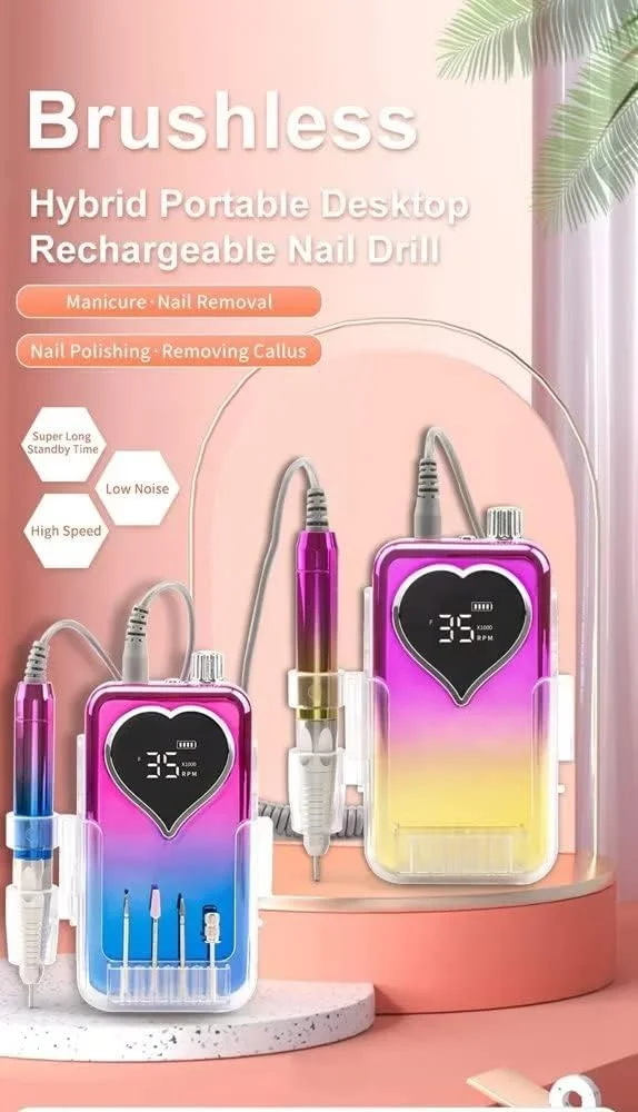 دستگاه سوهان برقی ناخن قابل حمل 45 وات با گشتاور بالا و سرعت 35000 دور در دقیقه، بدون برس و شارژی