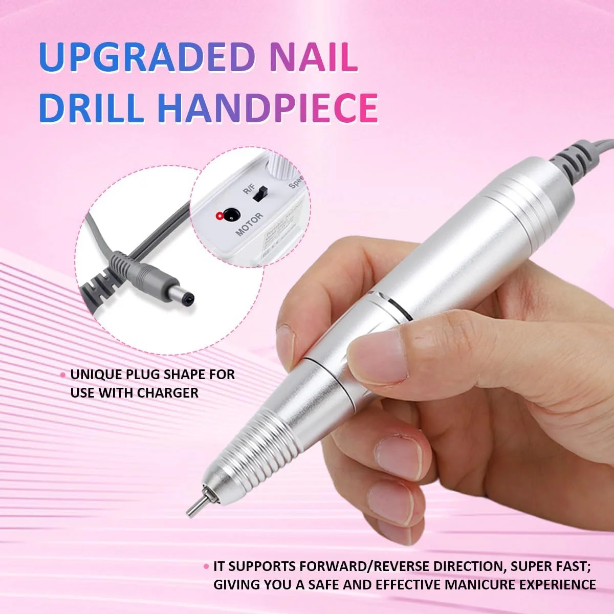 قلم دستگاه مانیکور برقی، مناسب برای پولیش، سنباده و جایگزینی، قابل استفاده برای ژل اکریلیک