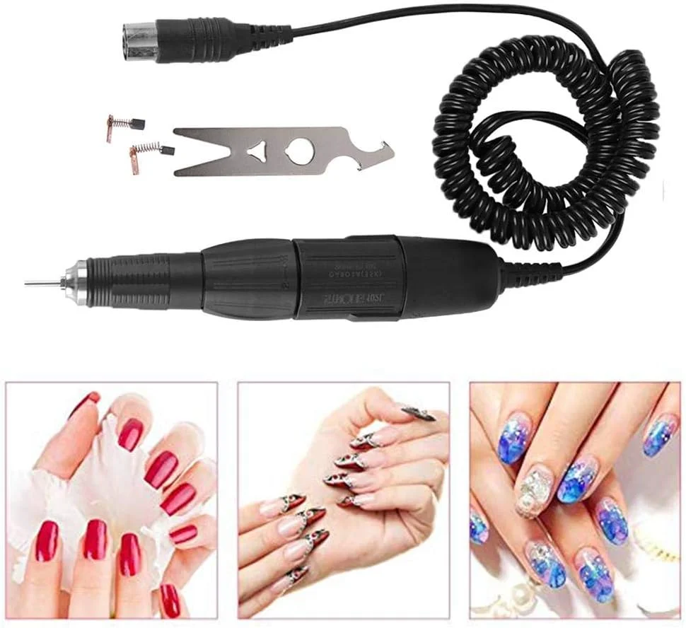 دسته سوهان برقی ناخن، ست سوهان برقی ناخن، ابزار حرفه ای قابل حمل برای مانیکور و پدیکور به همراه نوارهای سمباده ناخن برای ناخن های ژلیش و اکریلیک (مشکی)