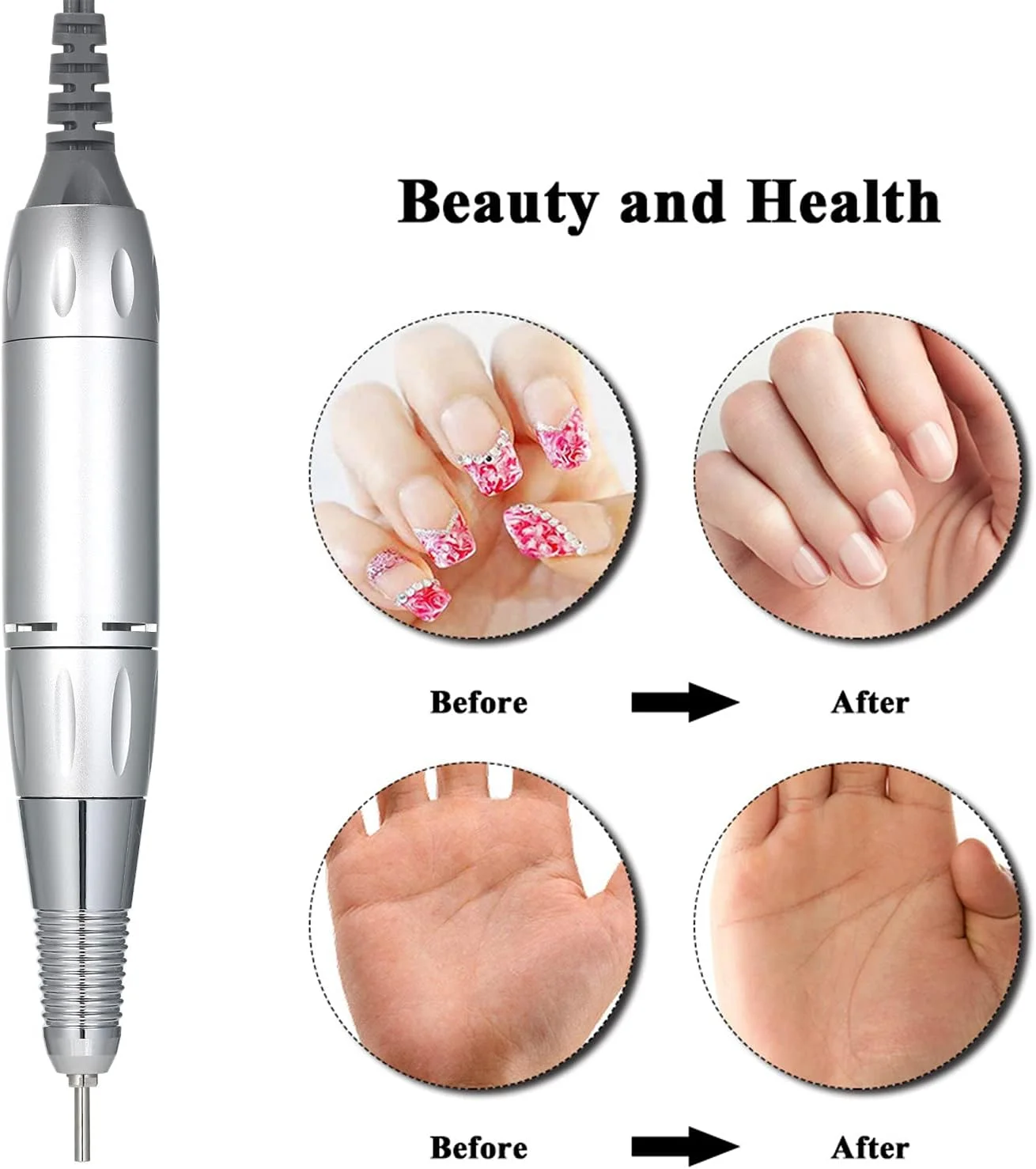 قلم سوهان برقی ناخن POOWE، ابزار دستی قابل حمل برای از بین بردن لاک ناخن و مانیکور (نقره ای) قلم سوهان برقی ناخن POOWE، ابزار دستی قابل حمل برای از بین بردن لاک ناخن و مانیکور (نقره ای)