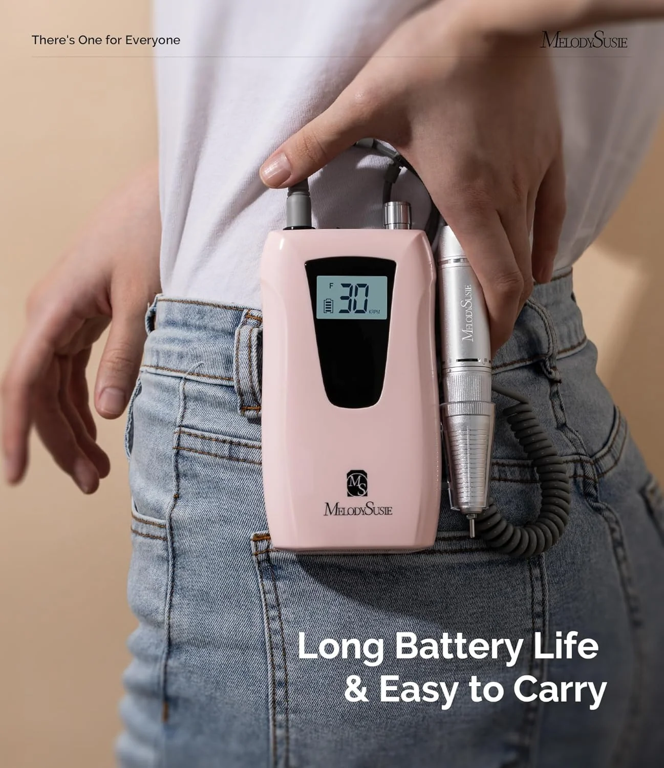 دستگاه سوهان برقی ناخن حرفه ای MelodySusie 30000 دور در دقیقه مدل SC320D، دستگاه سوهان برقی قابل شارژ، سوهان ناخن برقی بی سیم برای ناخن های ژلی آکریلیک، 8 عدد سری سوهان و 50 عدد نوار سمباده، رنگ صورتی سلن