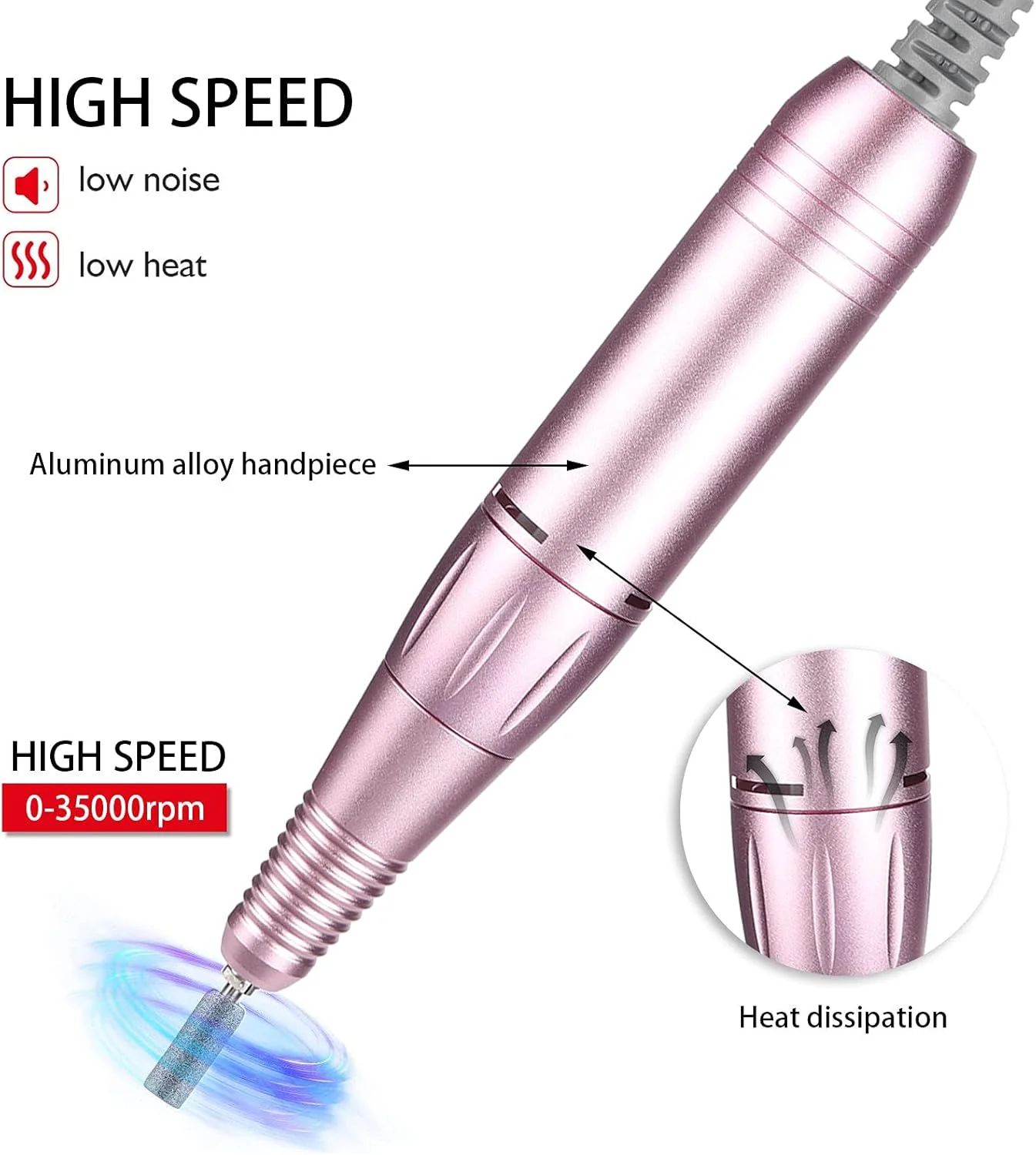دسته هندپیس دریل ناخن برقی مانیکور پدیکور، لوازم جانبی دسته دستگاه پولیش