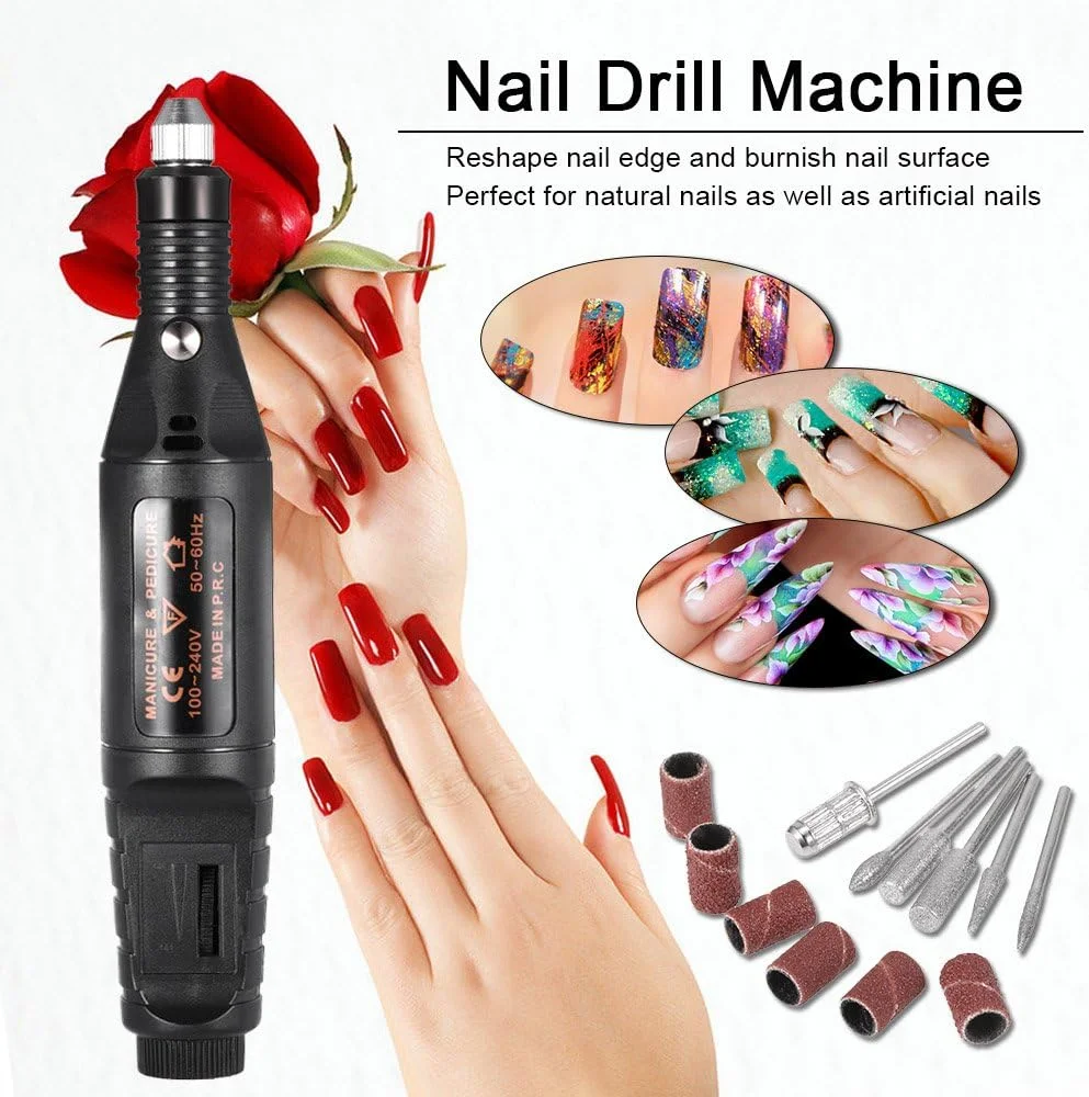 دستگاه مانیکور و پدیکور برقی سوهان ناخن، دسته قلمی ابزار پولیشینگ، دوشاخه EU دستگاه مانیکور و پدیکور برقی سوهان ناخن، دسته قلمی ابزار پولیشینگ، دوشاخه EU