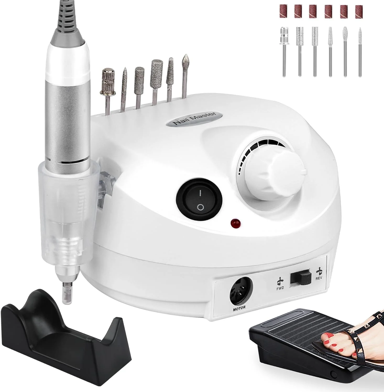 دستگاه سوهان برقی ناخن CoFashion اکریلیک 30000 دور در دقیقه، ست مانیکور با پدال پایی، آسیاب ناخن برای ناخن های ژلی به همراه سری سوهان