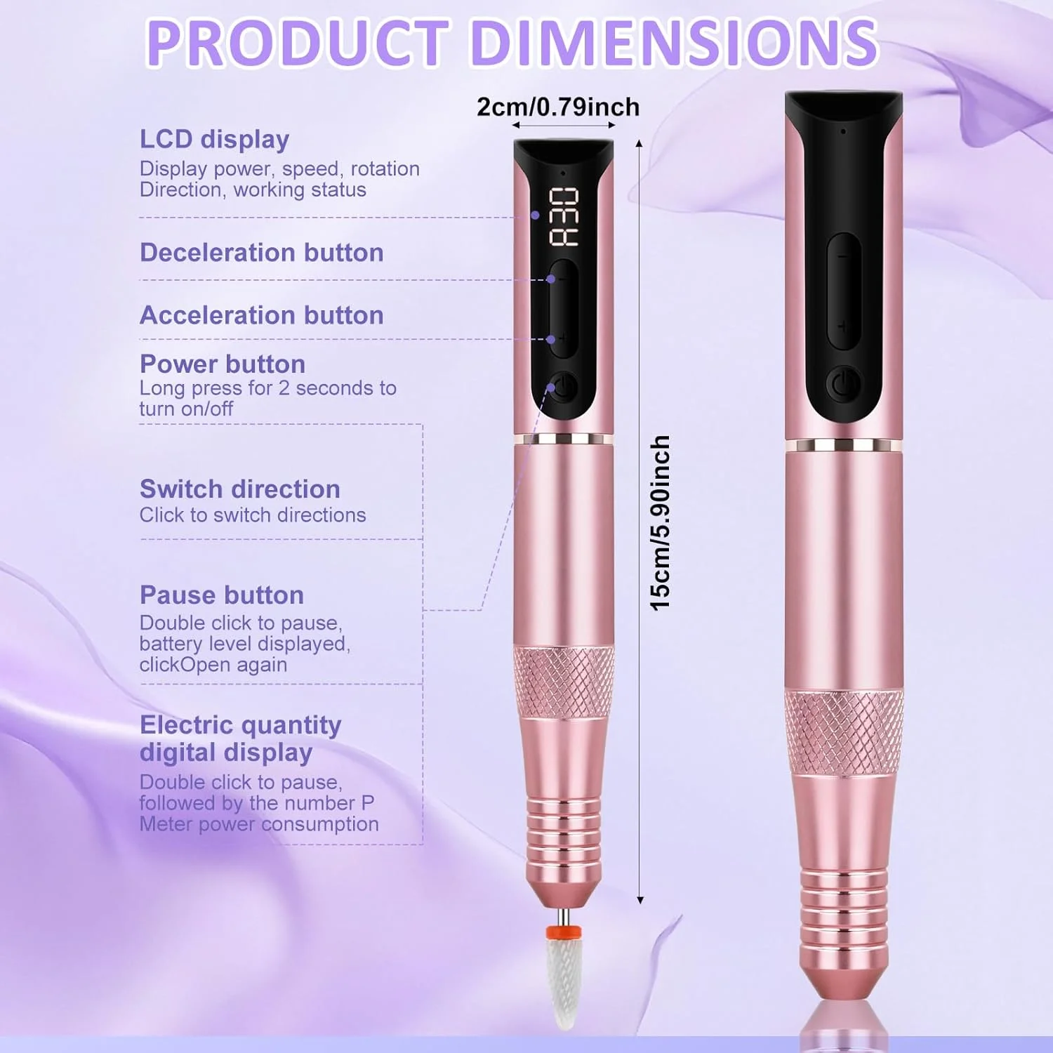 دستگاه مانیکور ۱۳ کاره ناخن، سوهان برقی ناخن با قابلیت تنظیم، دستگاه برش ناخن، ۳۰۰۰۰ دور در دقیقه، ست مانیکور برقی، سوهان برقی ناخن، برای مانیکور و پدیکور