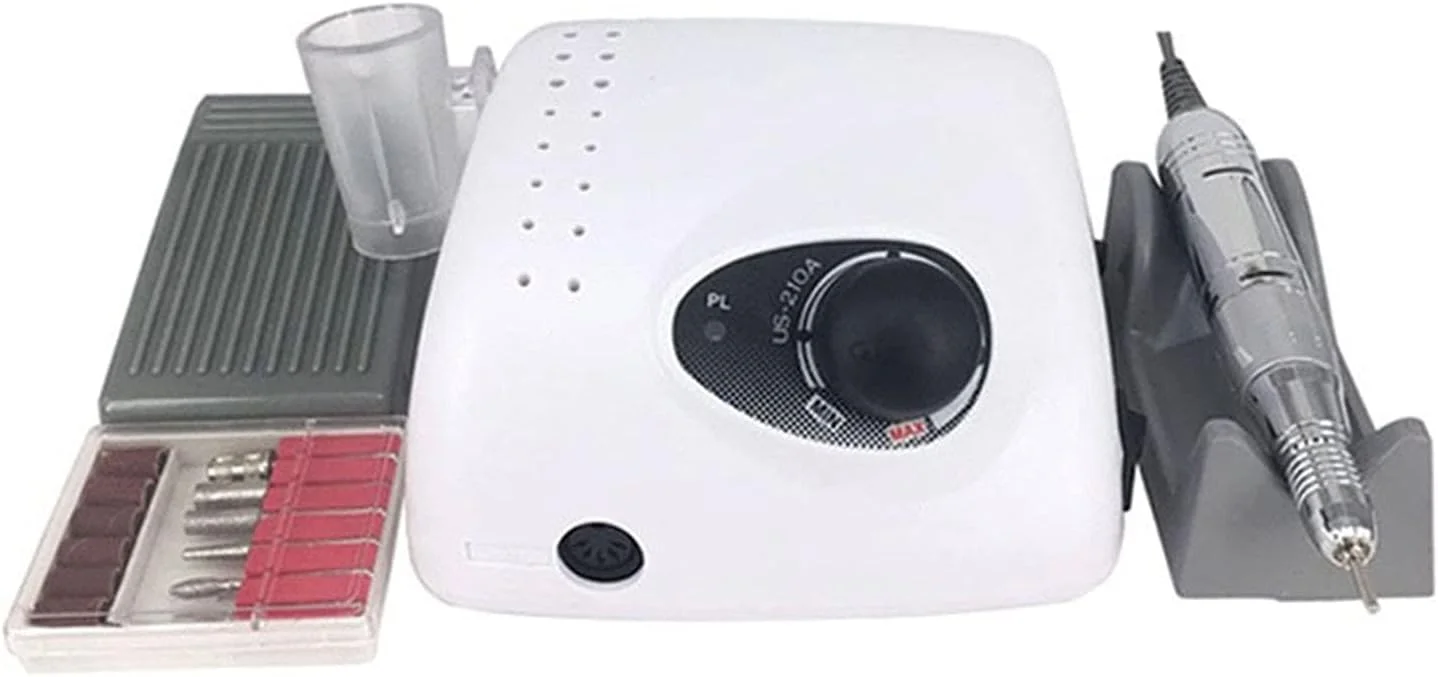 دستگاه سوهان برقی ناخن REHOOF 35000 دور در دقیقه، حرفه ای، 65 وات، میکروموتور 210، ست مانیکور پدیکور، کیت سوهان ناخن برقی (رنگ: سفید)