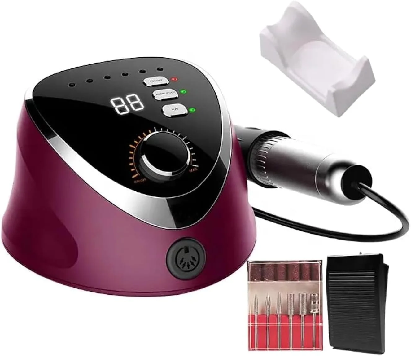 دستگاه سوهان برقی ناخن حرفه ای گلوبال فشن مدل M12 – 35000 دور در دقیقه، 68 وات، سرعت متغیر، چرخش به جلو/عقب، صدای کم، طراحی ارگونومیک برای مانیکور و پدیکور با کیفیت سالن (بنفش)