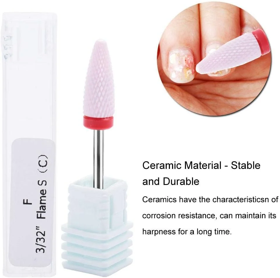 ست سر سوهان ناخن، سر سنگ زنی سوهان، 5 نوع سر سنگ زنی استوانه ای سرامیکی سوهان ناخن برای ابزارهای مانیکور پولیش ناخن (21ST)