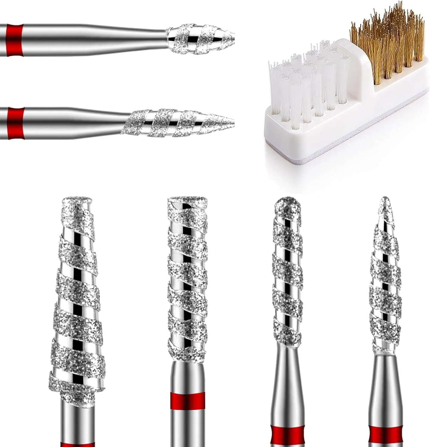 سوهان برقی ناخن، 6 عدد سری سوهان مانیکور سایز 3/32 اینچ، سری های حرفه ای برقی کاربید، مناسب برای ژل ناخن، آماده سازی ناخن، سالن و منزل