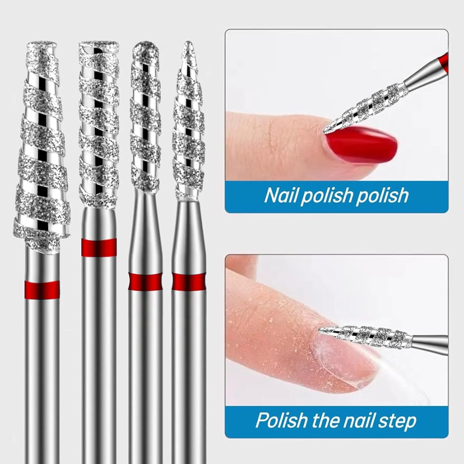 سوهان برقی ناخن، 6 عدد سری سوهان مانیکور سایز 3/32 اینچ، سری های حرفه ای برقی کاربید، مناسب برای ژل ناخن، آماده سازی ناخن، سالن و منزل