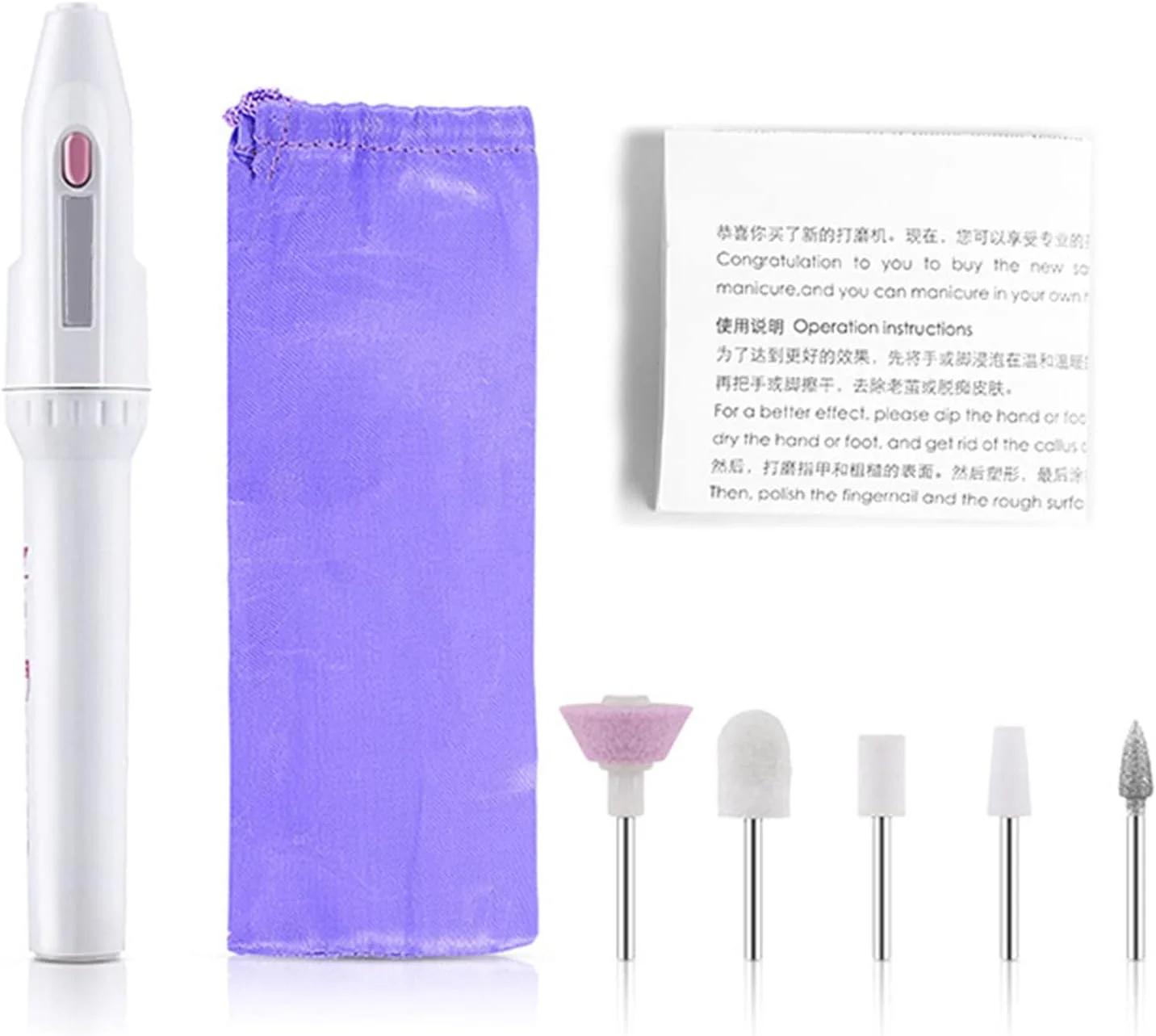 دستگاه پولیش ناخن، ست سوهان برقی کم صدا 20000 دور در دقیقه با 5 سر سنگ زنی برای سالن ناخن