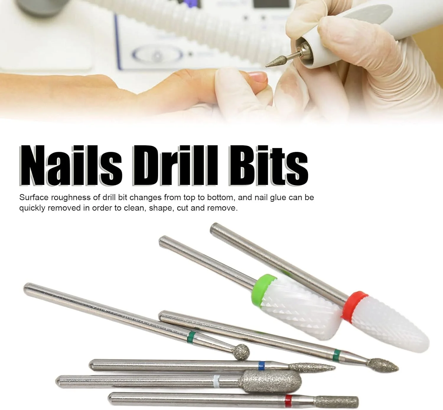 مجموعه ۷ عددی سر سوهان ناخن ZAIED، فایل ناخن برقی کوتیکول فولاد تنگستن و کیت سر سوهان ژل اکریلیک سرامیکی، مجموعه سر سنگ زنی ناخن فولاد تنگستن قابل حمل برای سالن خانگی