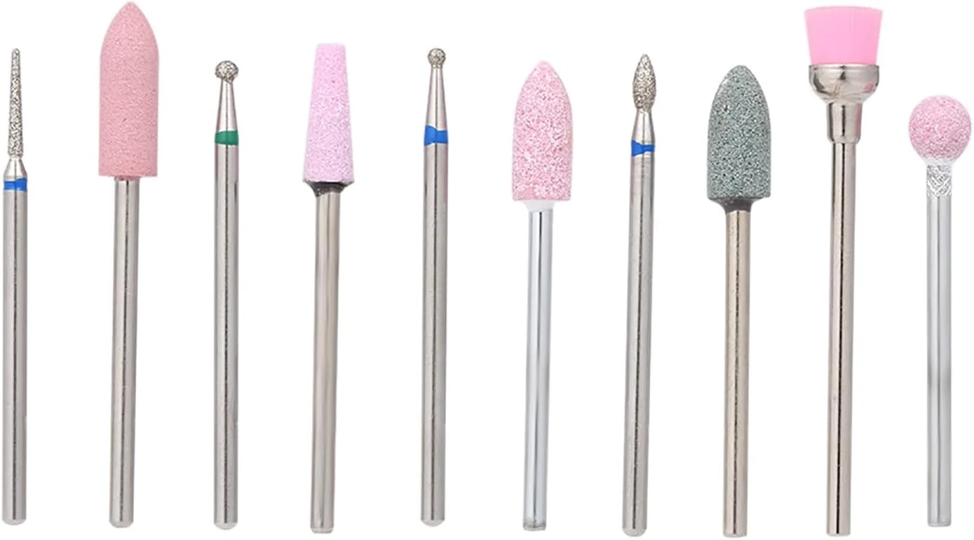 ست سر سوهان ناخن فولادی 10 عددی به همراه جعبه نگهداری، مناسب برای اکثر دستگاه های پولیش ناخن برقی