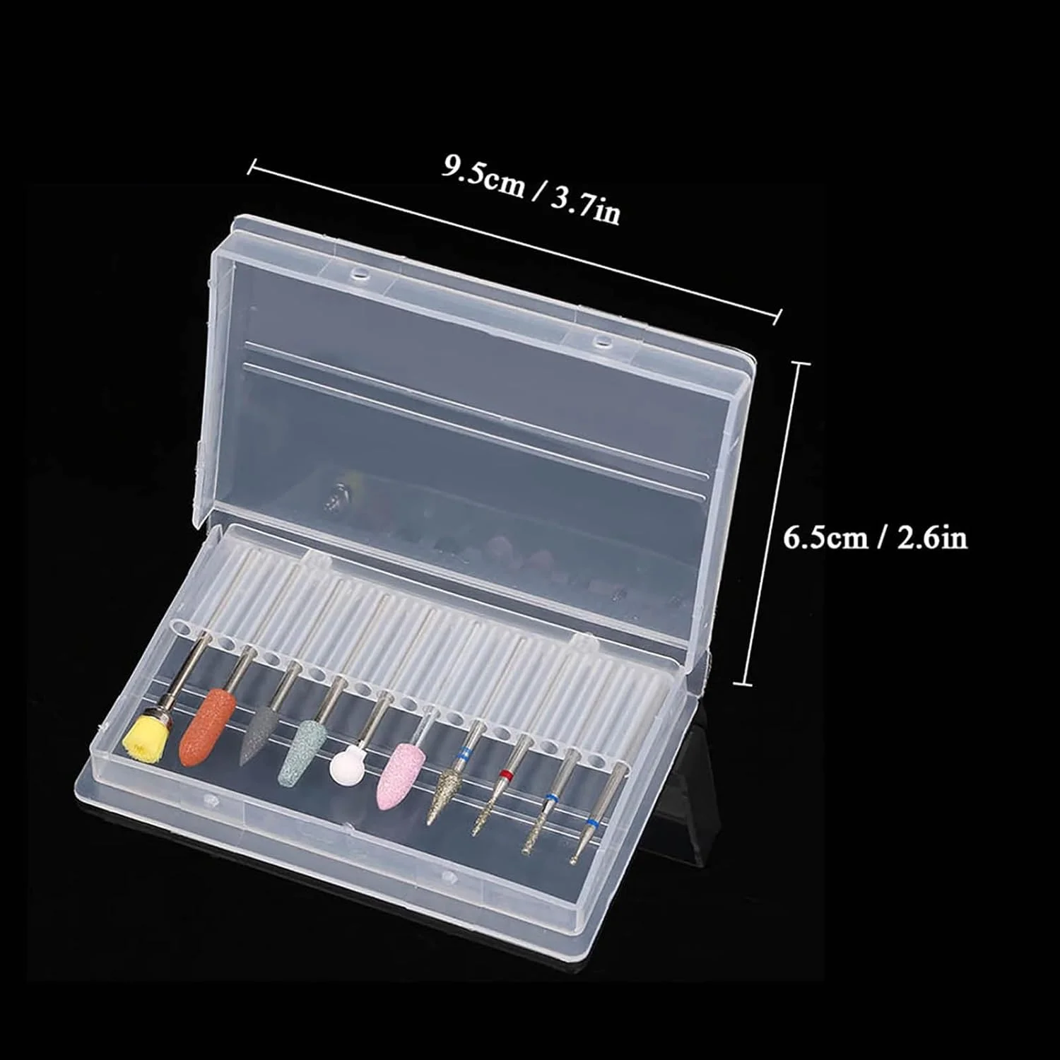 ست سر سوهان ناخن فولادی 10 عددی به همراه جعبه نگهداری، مناسب برای اکثر دستگاه های پولیش ناخن برقی