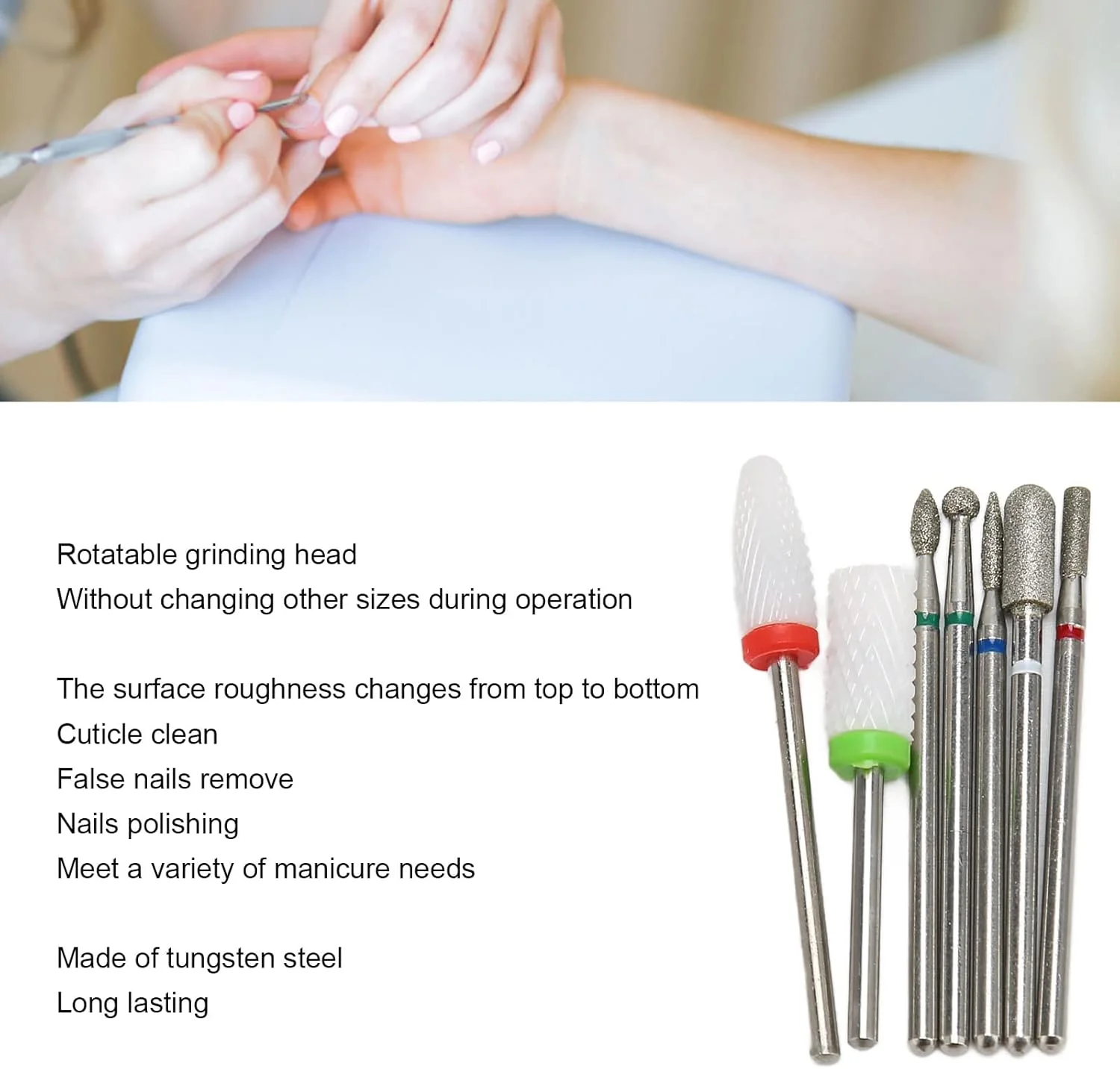 مجموعه ۷ عددی سر سوهان ناخن ZAIED، فایل ناخن برقی کوتیکول فولاد تنگستن و کیت سر سوهان ژل اکریلیک سرامیکی، مجموعه سر سنگ زنی ناخن فولاد تنگستن قابل حمل برای سالن خانگی