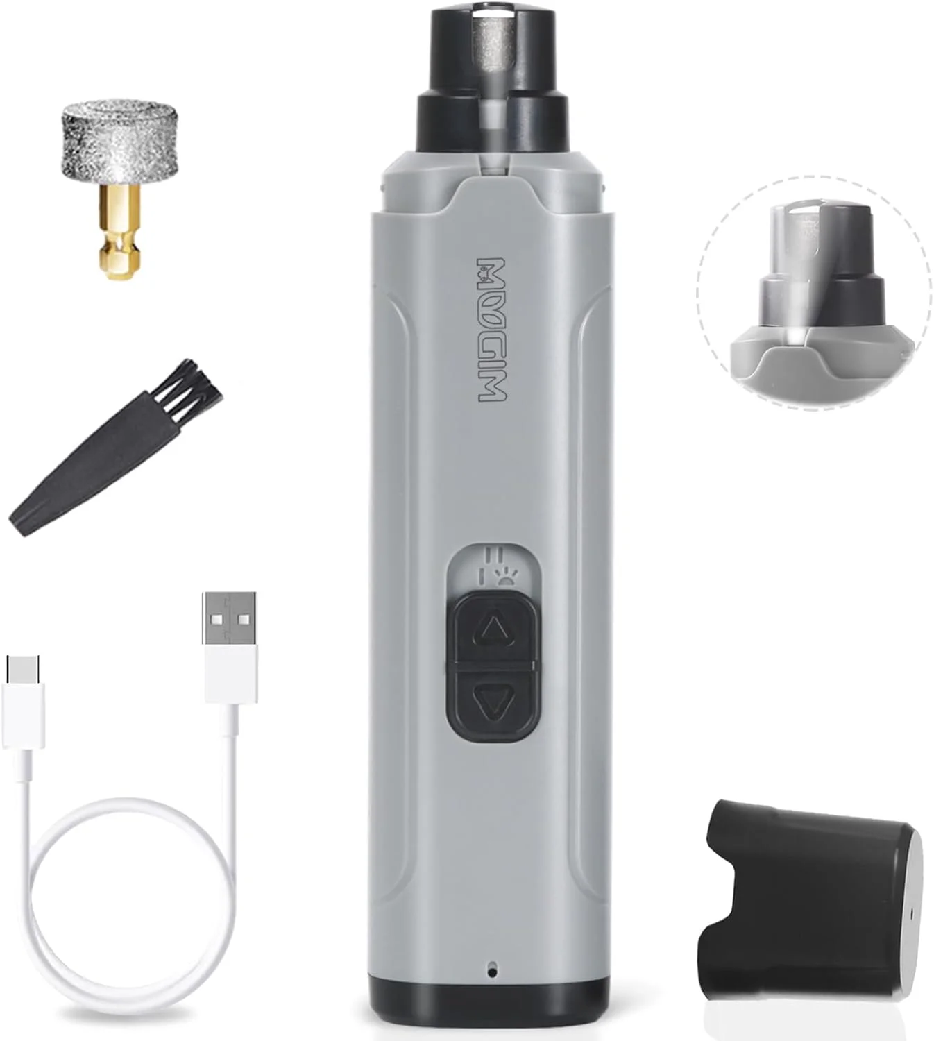 سوهان ناخن برقی حیوانات خانگی MUGIM، سوهان ناخن برقی، دارای چراغ LED برای نمایش رگ های خونی ناخن، سوهان ناخن حیوانات کوچک، سوهان ناخن برای سگ و گربه، تنظیم 2 سرعته، قابل شارژ با USB