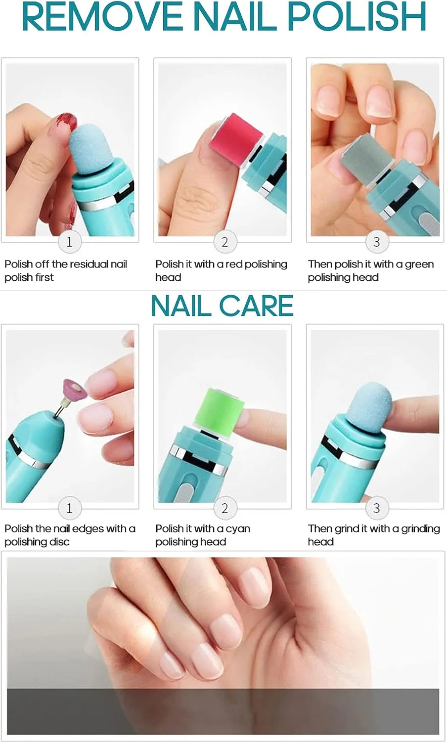 دستگاه پولیش ناخن Irovami، قلم برقی ماشین سوهان ناخن مانیکور پدیکور ابزار پولیش براق کننده شکل دهنده با 9 سر سوهان