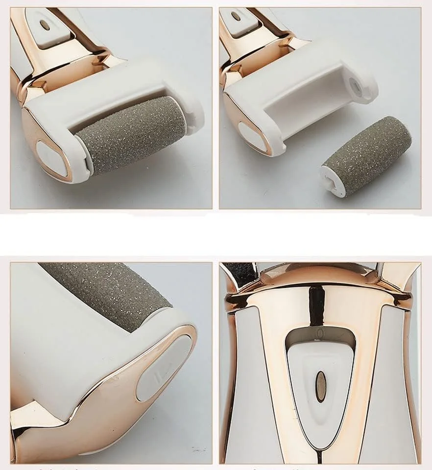 سوهان برقی پا از بین برنده پینه، کیت مراقبت از پا پدیکور قابل شارژ، کیت از بین برنده پینه پا با 2 سر غلتکی، برای از بین بردن پینه های ترک خورده و پوست سخت (رنگ: A) (B)