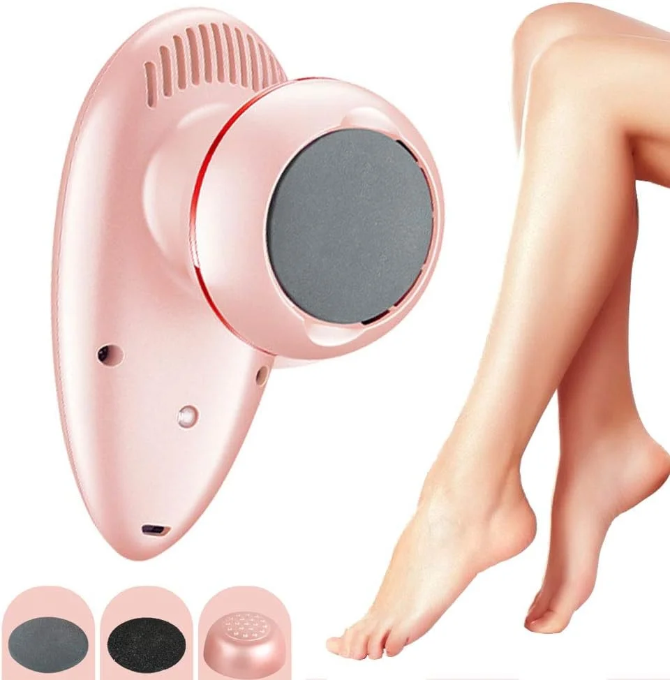 دستگاه الکتریکی از بین برنده پینه پا، قابل شارژ، ابزار پدیکور برقی قابل حمل، 3 نوع سر سنگ زنی، جمع آوری خودکار گرد و غبار USB