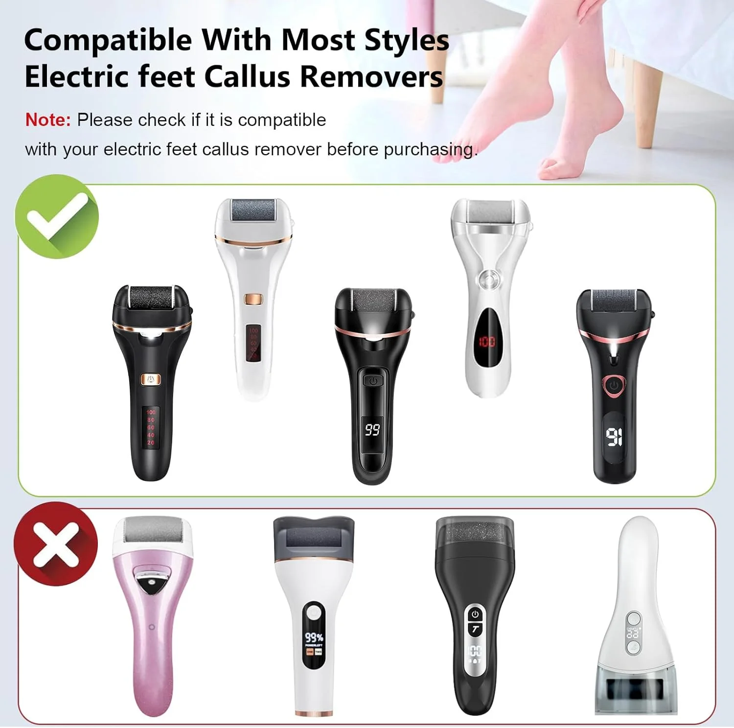 بسته 6 عددی سری یدکی غلتکی برای دستگاه های الکتریکی از بین برنده پینه پا، سری یدکی ابزار پدیکور الکتریکی با زبری های مختلف شامل 2 عدد زبر خیلی زیاد، 2 عدد زبر معمولی و 2 عدد زبر نرم