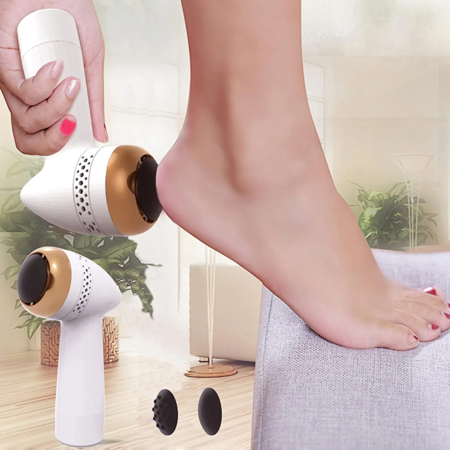 سوهان برقی پا ایرومی با 2 سری سمباده متفاوت و 1 سری ماساژ، سرعت قابل تنظیم، حذف کننده پینه USB، سنگ پای قابل حمل، ابزار پدیکور برای از بین بردن ترک پاشنه پا و پوست سفت