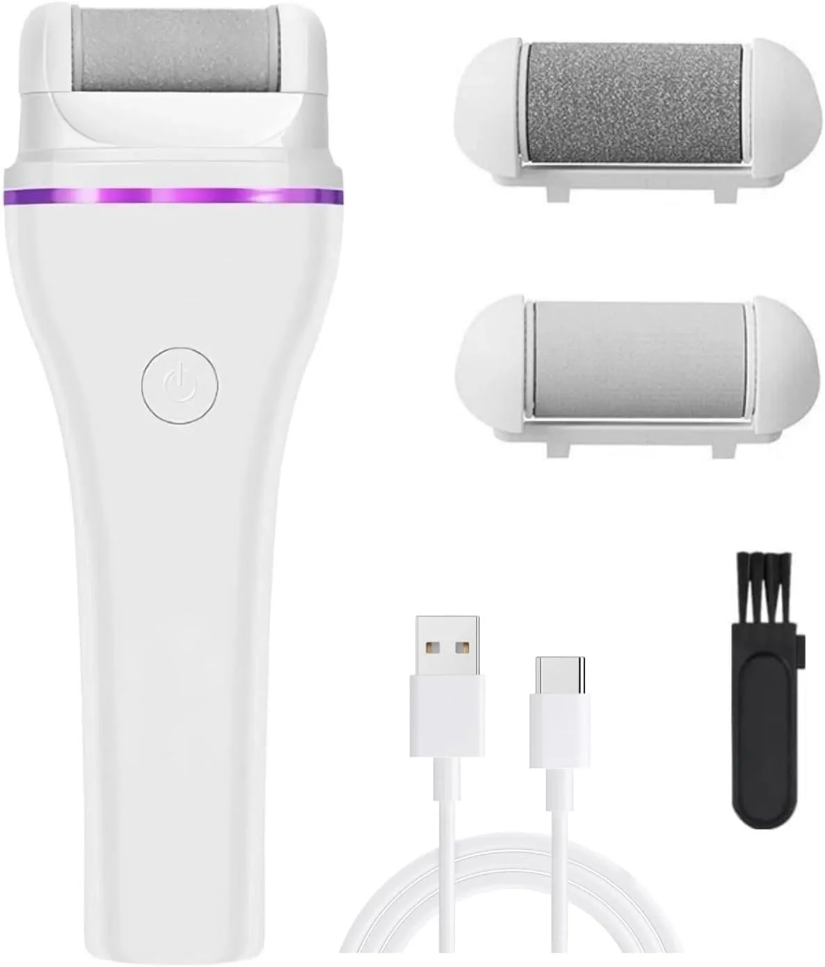 سوهان برقی پا برای از بین بردن پینه و پوست سخت، سنگ پا با نمایشگر LED، مجموعه پدیکور اسکرابر با 3 سری غلتکی برای از بین بردن پوست های خشک و مرده، مراقبت از پا، سفید، هدیه معلم