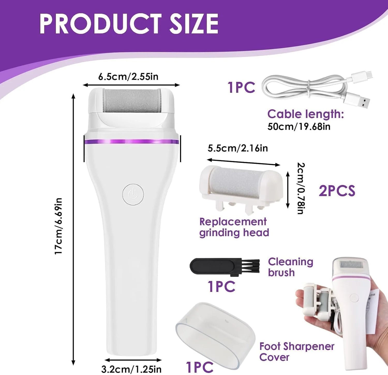 سوهان برقی پا برای از بین بردن پینه و پوست سخت، سنگ پا با نمایشگر LED، مجموعه پدیکور اسکرابر با 3 سری غلتکی برای از بین بردن پوست های خشک و مرده، مراقبت از پا، سفید، هدیه معلم سوهان برقی پا برای از بین بردن پینه و پوست سخت، سنگ پا با نمایشگر LED، مجموعه پدیکور اسکرابر با 3 سری غلتکی برای از بین بردن پوست های خشک و مرده، مراقبت از پا، سفید، هدیه معلم