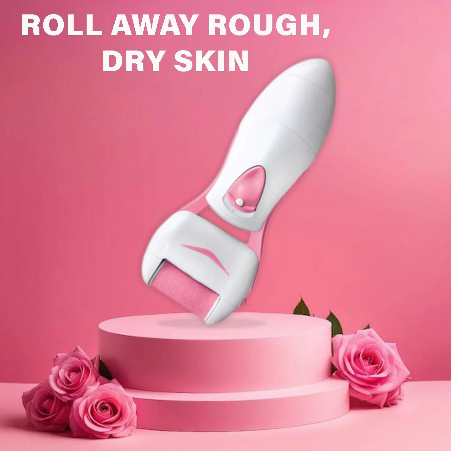غلطک سوهان برقی پا - با باتری کار می کند برای از بین بردن پوست سفت - رنگ صورتی، پرداخت صاف - ابزار پدیکور برای پا