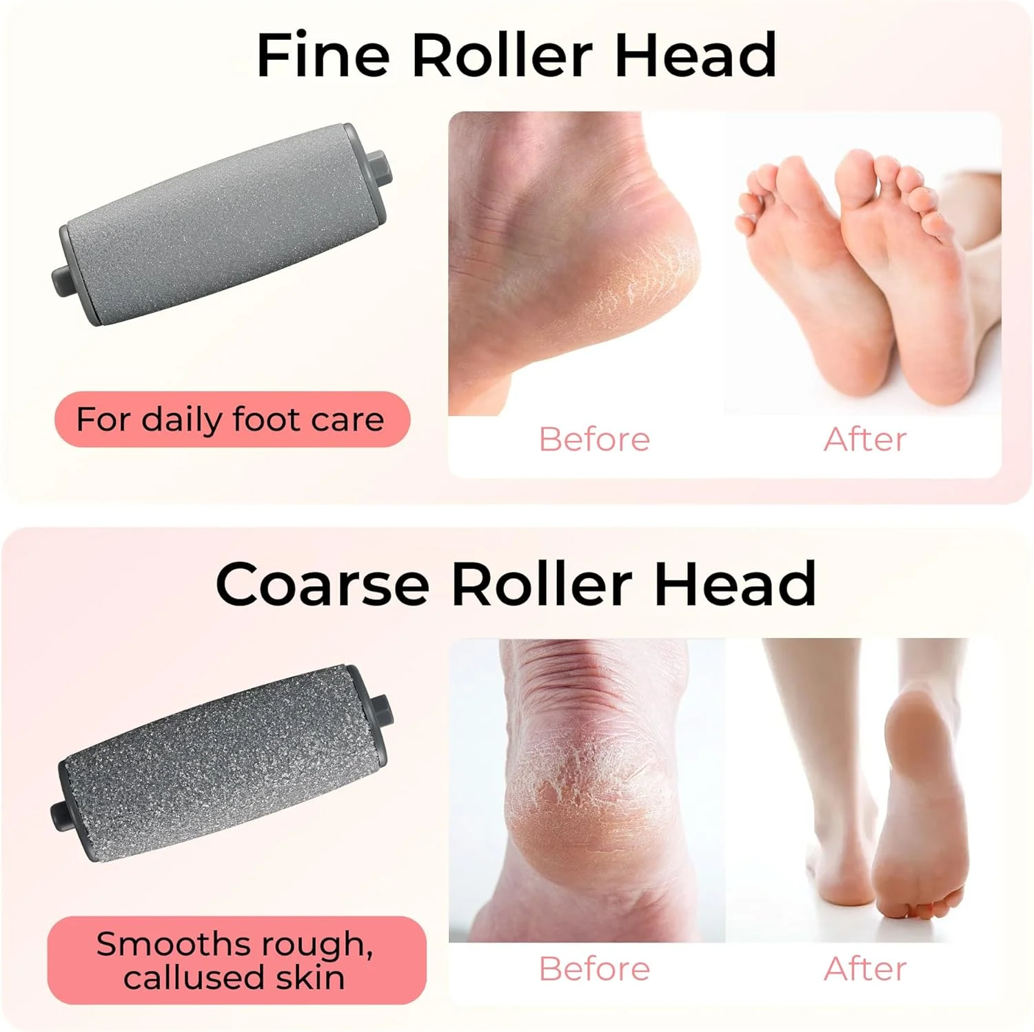 سوهان برقی پا BarberBoss، از بین برنده پینه پا، کیت پدیکور شارژی، سرهای غلتکی ظریف و زبر، شارژ USB، درپوش محافظ، از بین برنده قابل حمل پینه و پوست سخت پا، QR-5101