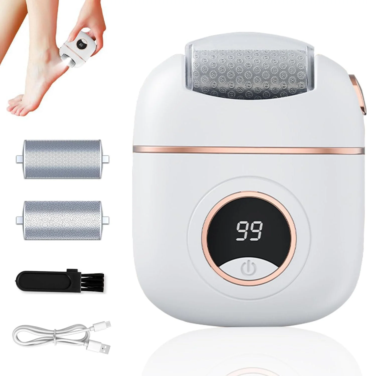 سوهان برقی پا، از بین برنده پینه پا، کیت پدیکور مراقبت از پا، اسکرابر پا، از بین برنده پوست مرده، قابل شارژ با 2 سری سنگ زنی - ابزار پدیکور