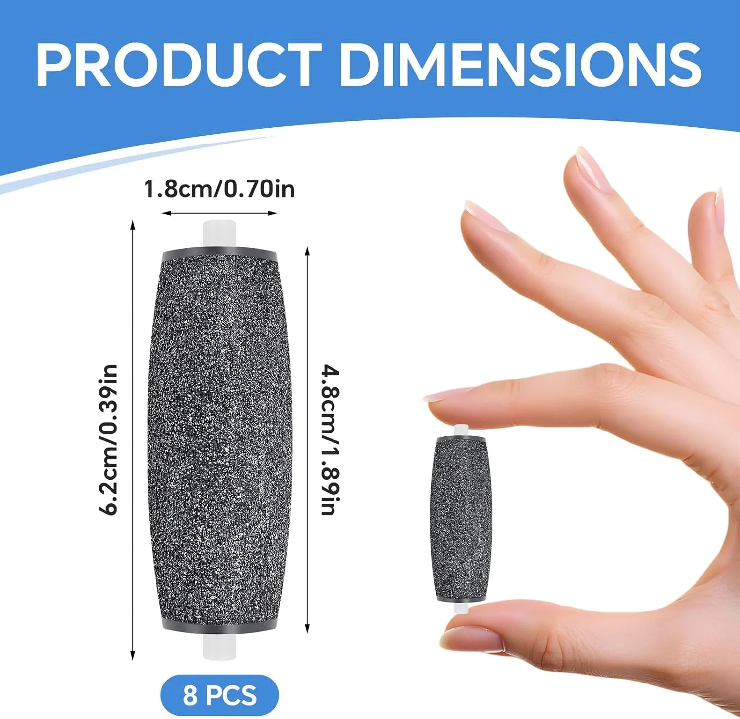 بسته 8 عددی سری یدکی غلتکی سازگار با دستگاه سوهان پدیکور الکترونیکی و ابزار حذف پوست سخت