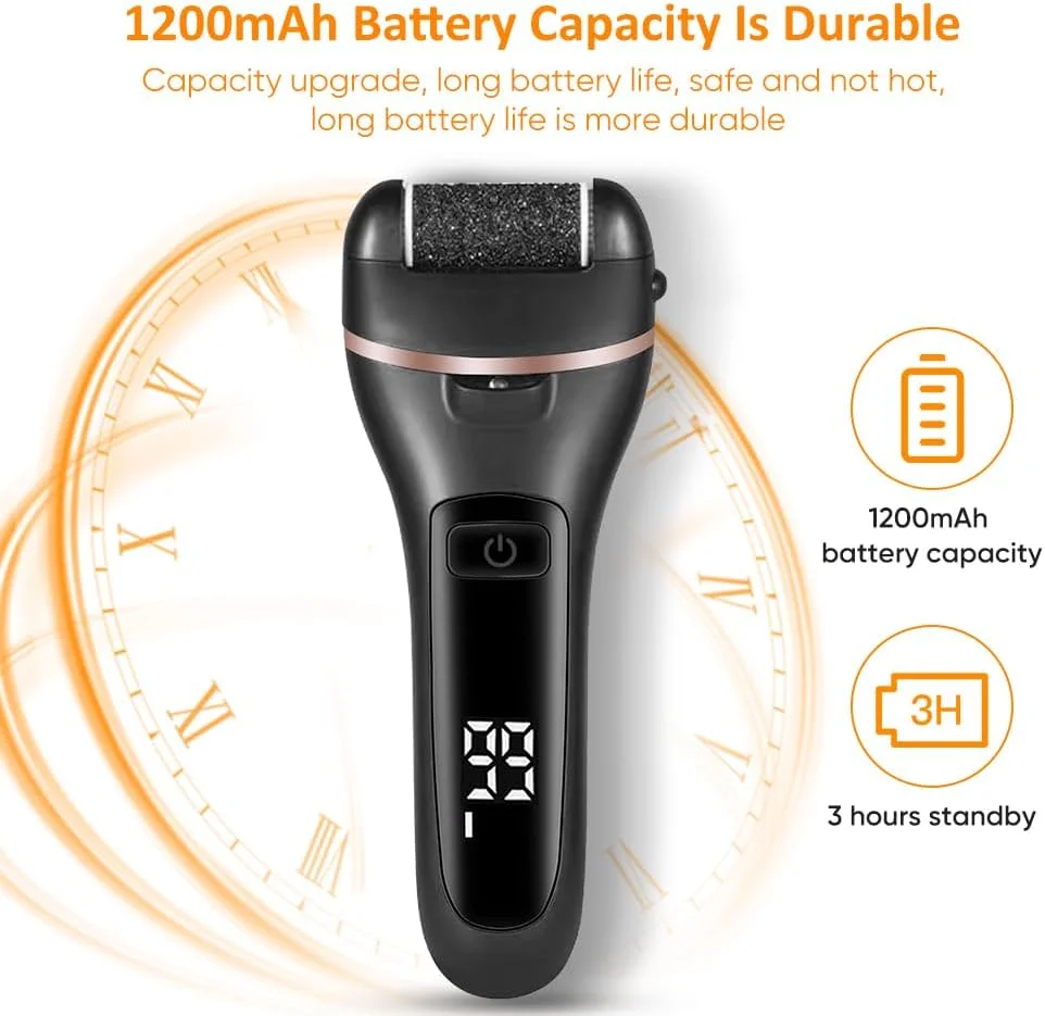 ست برتر سوهان برقی پا، 18 قطعه، سوهان برقی از بین برنده پوست مرده پا، ابزار از بین برنده پینه پا، پدیکور برقی، ست سوهان برقی پا لوکس (مشکی)