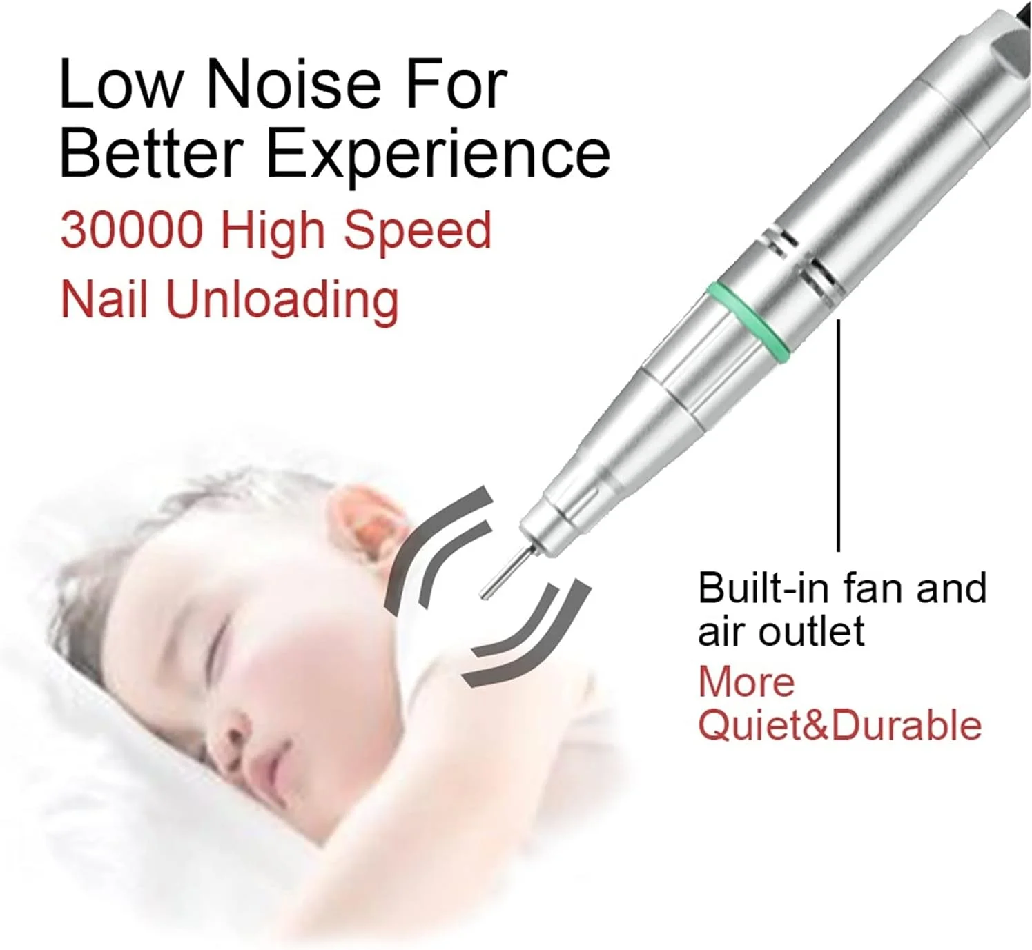 دستگاه سوهان برقی قابل حمل BREAUX، کیت ابزار پولیش ناخن ژلی، مناسب برای مانیکور و پدیکور، ست سوهان برقی شارژی، ابزار پدیکور ناخن (رنگ: سفید)