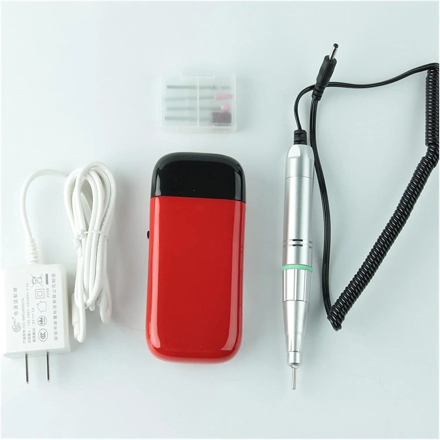 دستگاه سوهان برقی ناخن قابل حمل BREAUX، کیت ابزار پولیش ناخن ژلی، مناسب مانیکور و پدیکور، ست سوهان برقی ناخن شارژی، ابزار پدیکور ناخن (رنگ: قرمز)