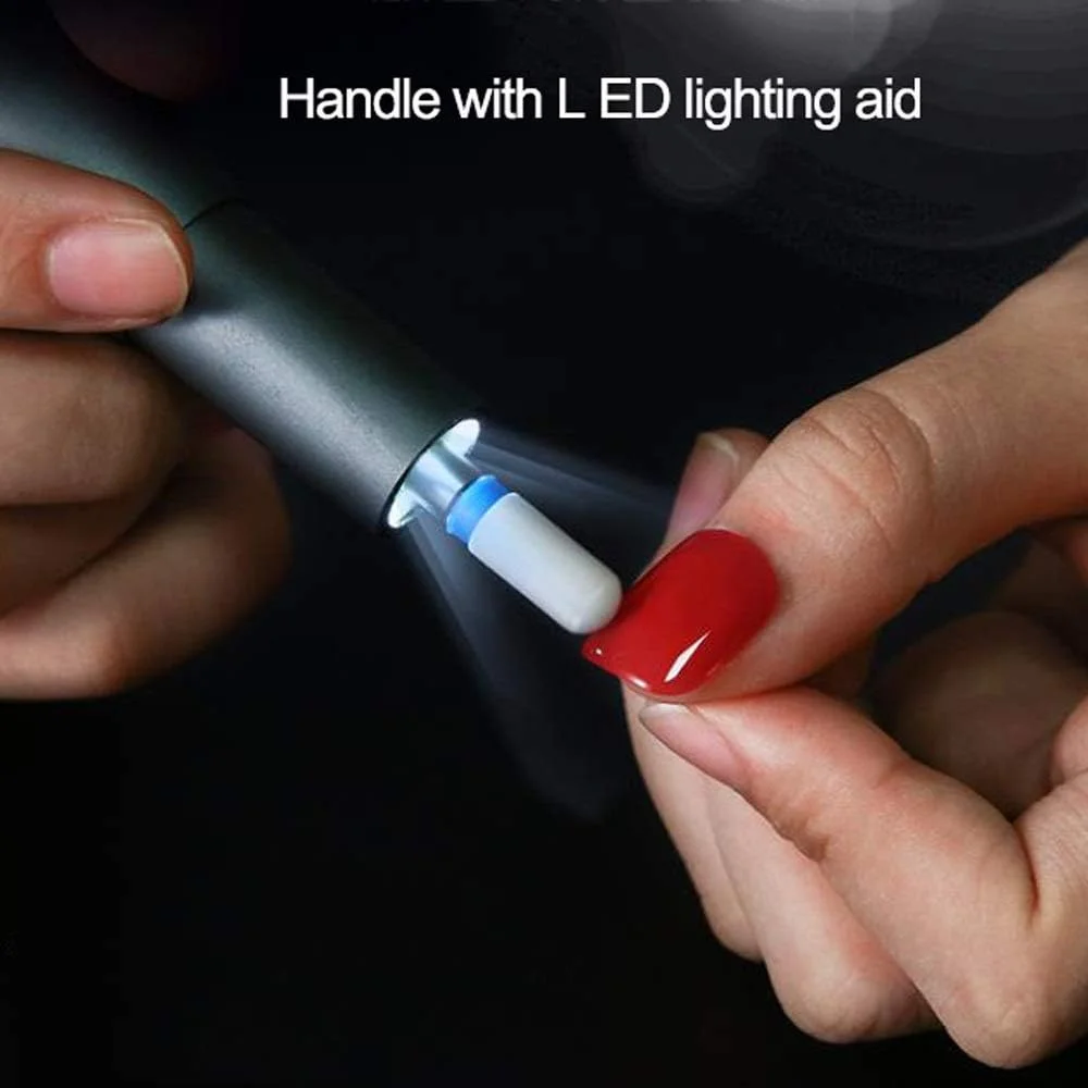 دستگاه سوهان برقی ناخن حرفه ای STUFY، ست مانیکور و پدیکور برقی، دستگاه سوهان برقی ناخن با نور LED برای ناخن های اکریلیک و بافر ناخن