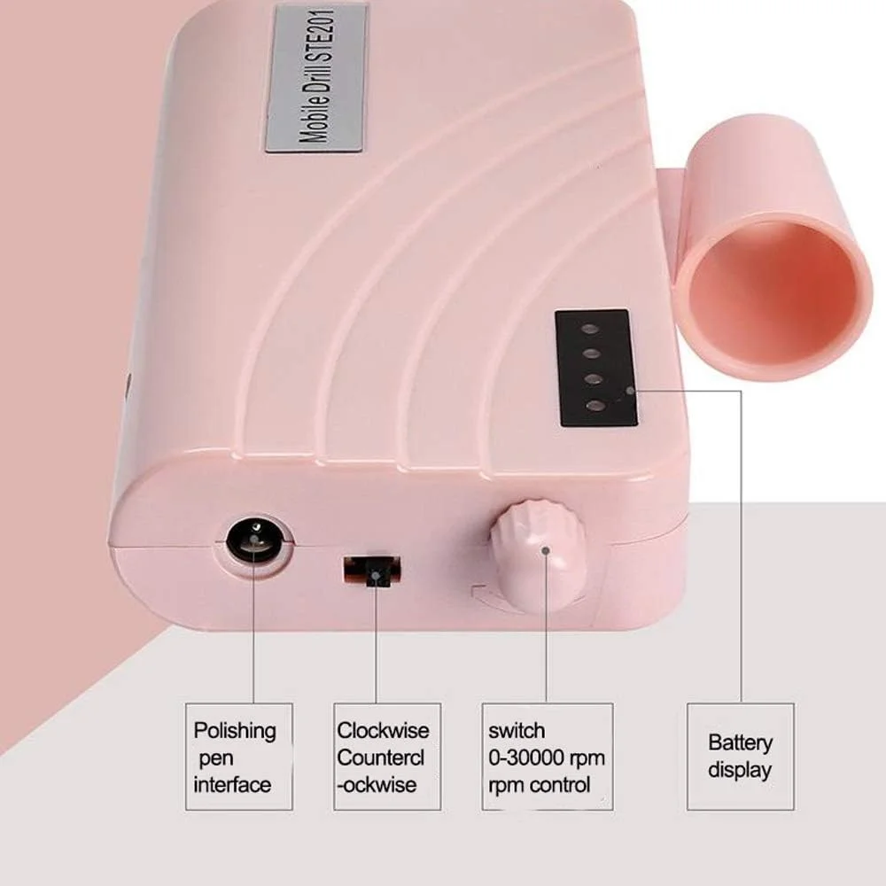 دستگاه سوهان برقی ناخن حرفه ای STUFY، ست مانیکور و پدیکور برقی، دستگاه سوهان برقی ناخن با نور LED برای ناخن های اکریلیک و بافر ناخن