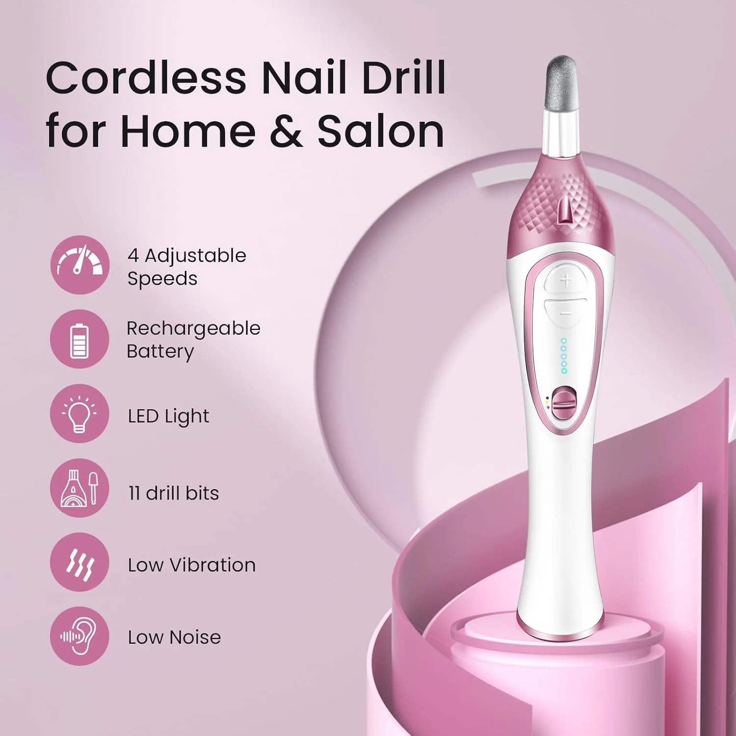 ست مانیکور و پدیکور حرفه ای 36 تکه - ست سوهان ناخن برقی شارژی، 20000 دور در دقیقه، 11 عدد سری، 4 سرعت، ابزار پدیکور قابل شارژ برای پا، ابزار دریل ناخن مراقبت از پا و دست برای پولیش و اصلاح ناخن