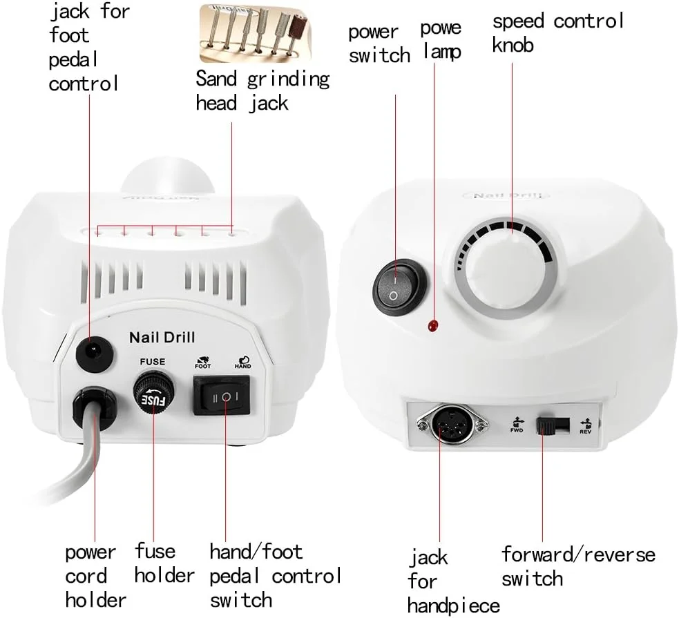دستگاه سوهان برقی ناخن حرفه ای 30000 دور در دقیقه، ابزار پولیش ناخن، مناسب برای طراحی ناخن، سالن، مانیکور و پدیکور