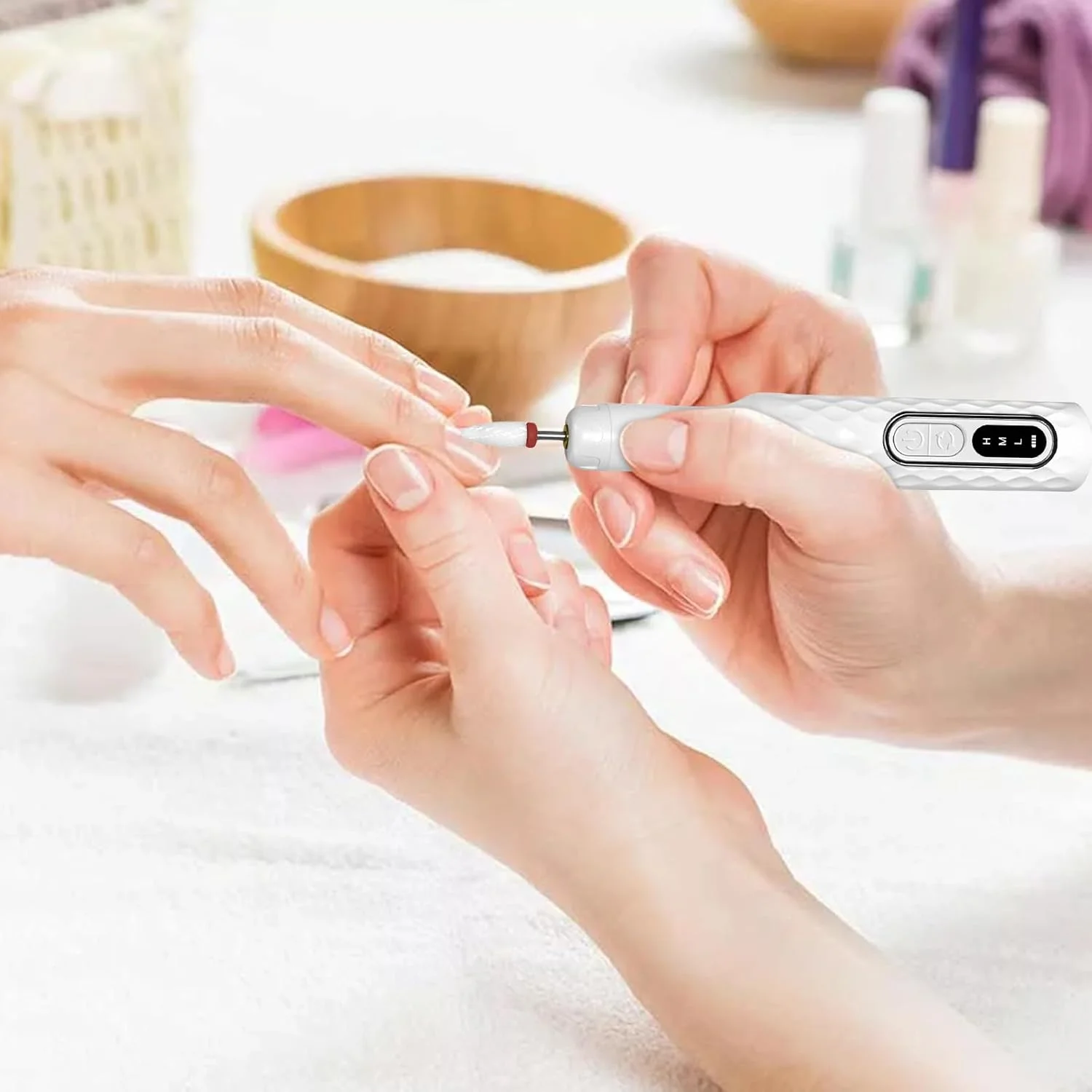 ست سوهان ناخن برقی، سوهان برقی ناخن بی سیم، 3 تنظیم سرعت قابل تنظیم، 15000 دور در دقیقه ابزار پولیش، سنگ زنی و شکل دهی مانیکور برای سالن مسافرتی خانگی در فضای باز