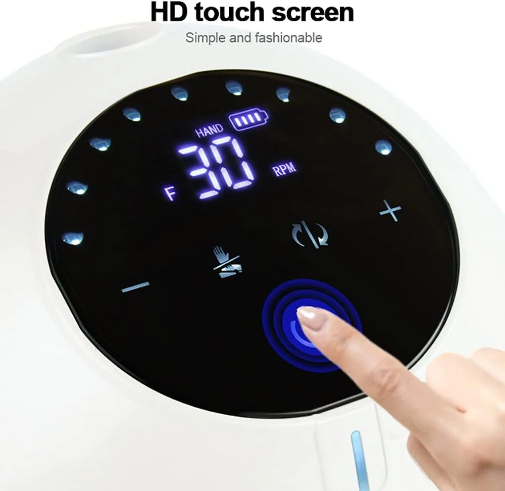 دستگاه سوهان برقی ناخن، حرفه ای 30000 دور در دقیقه، کیت مانیکور پدیکور، کیت پولیش ناخن با کنترل پدال پا و صفحه نمایش HD، زرد