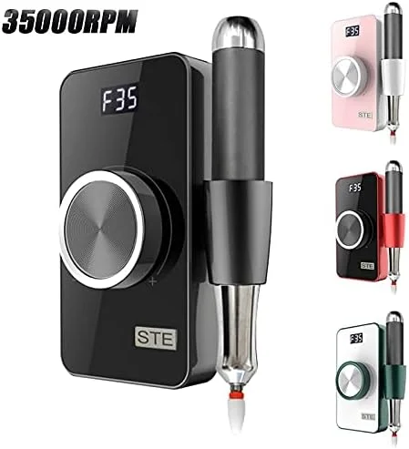 دستگاه سوهان ناخن حرفه ای 35000 دور در دقیقه برای مانیکور، سوهان ناخن شارژی، دستگاه مانیکور برقی، ابزار هنری ناخن قابل حمل، کیت سوهان برقی ناخن (رنگ :