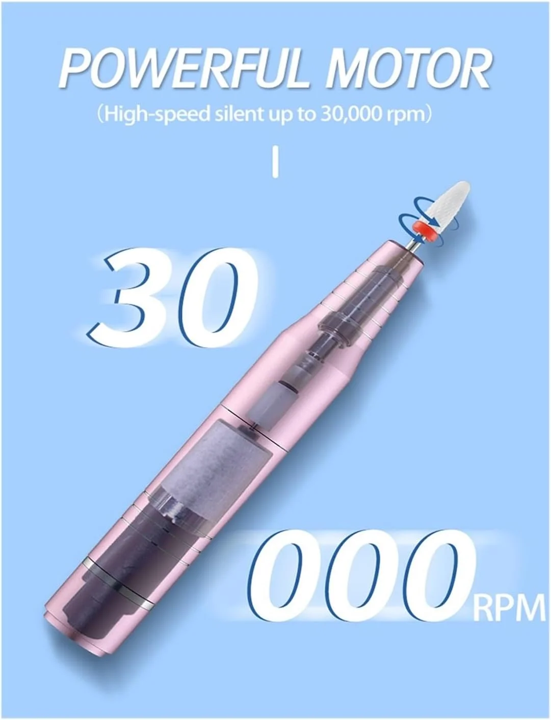دستگاه سوهان برقی ناخن حرفه ای بی سیم، مناسب برای مانیکور پدیکور، طراحی شده برای ناخن های اکریلیک و ژل